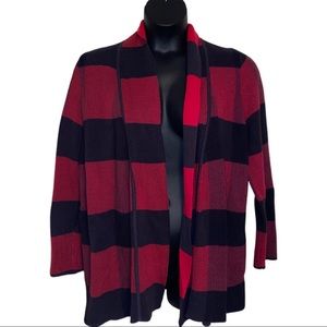 MODCLOTH TRI COLOR BUFFALO PLAID 1X 100 COTTON CARDIGAN